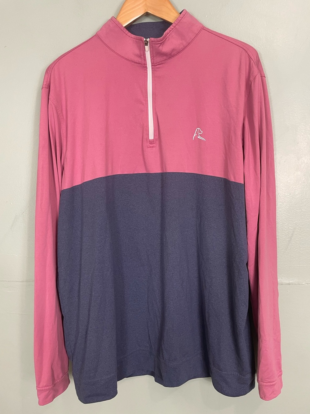Rhoback Pullover Half Quarter Zip Men XL Pink Blue Sweater Fleece